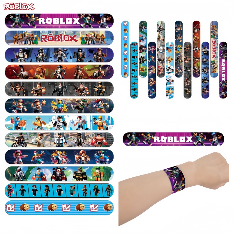 Party Games In Roblox - 12/24Pcs Roblox Game Elasticity Slap Bracelets